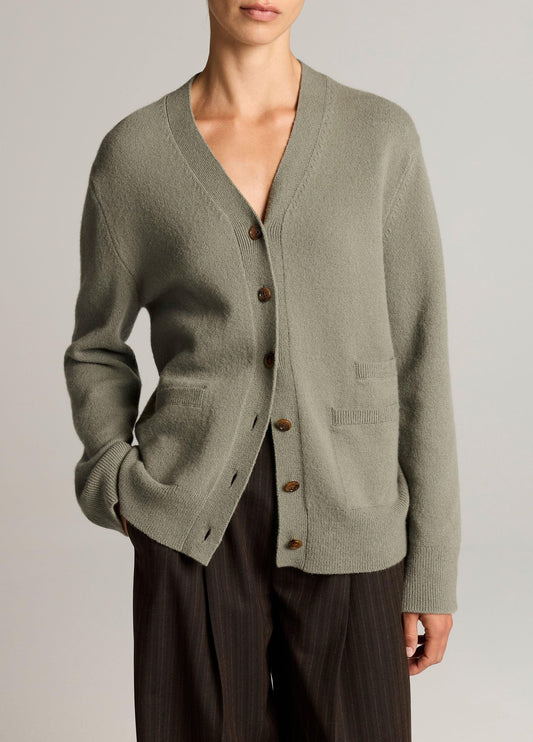 Wool & Cashmere-Blend Relaxed V-Neck Cardigan - US 9688