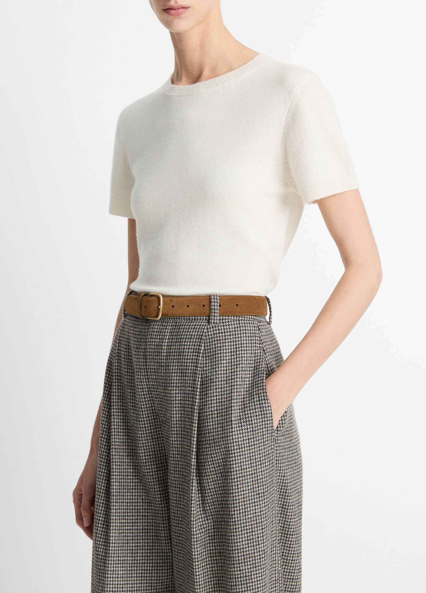Wool & Cashmere-Blend Short-Sleeve Sweater - US 0528