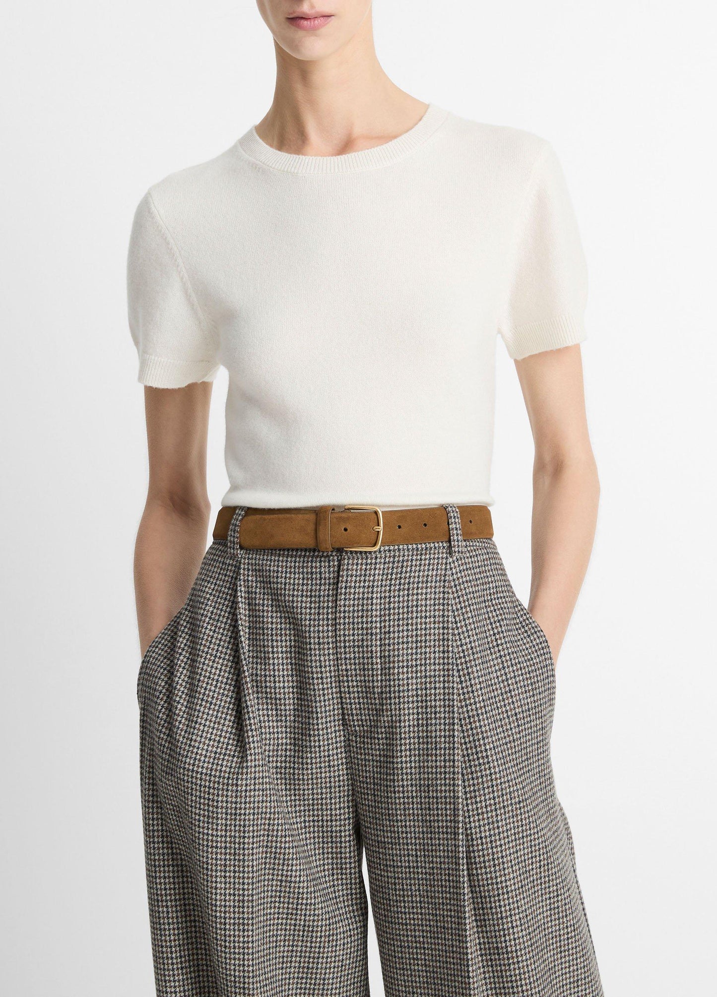 Wool & Cashmere-Blend Short-Sleeve Sweater - US 0528