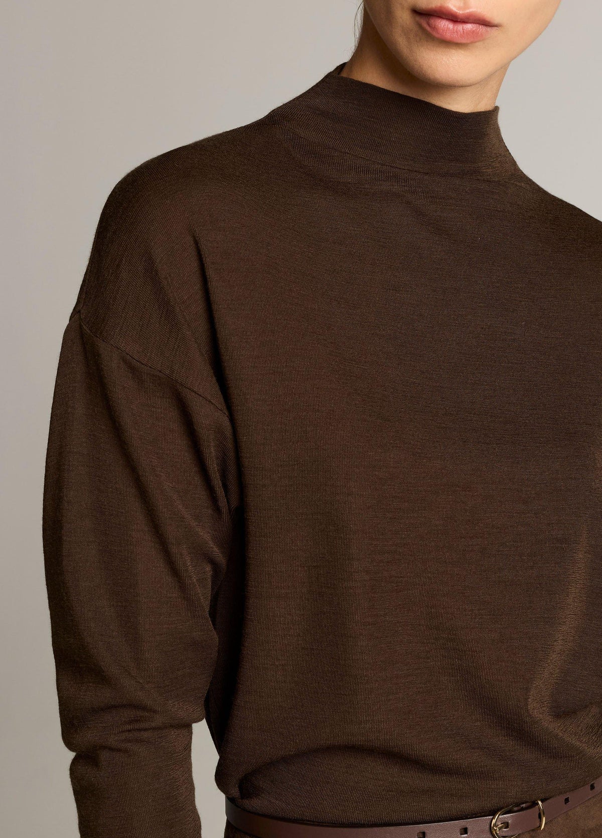 Wool-Blend Relaxed Funnel-Neck Top - US 6367