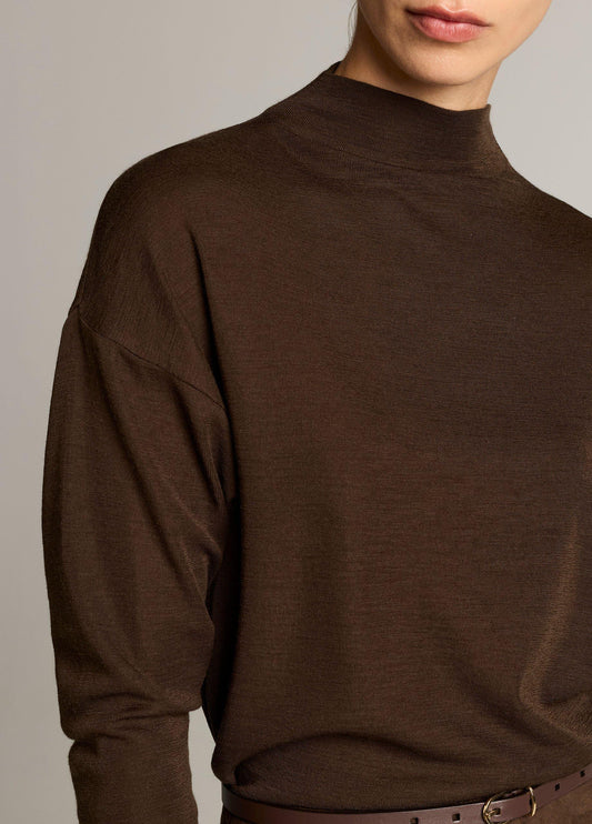 Wool-Blend Relaxed Funnel-Neck Top - US 6367