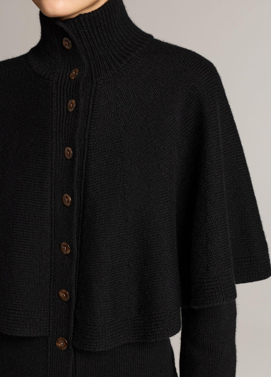 Wool-Blend Turtleneck Cape Cardigan - US 7185