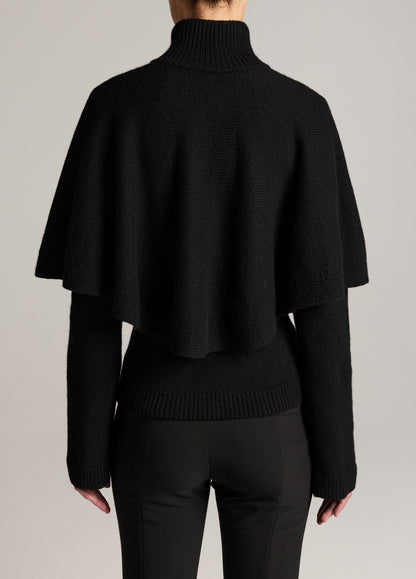 Wool-Blend Turtleneck Cape Cardigan - US 7185