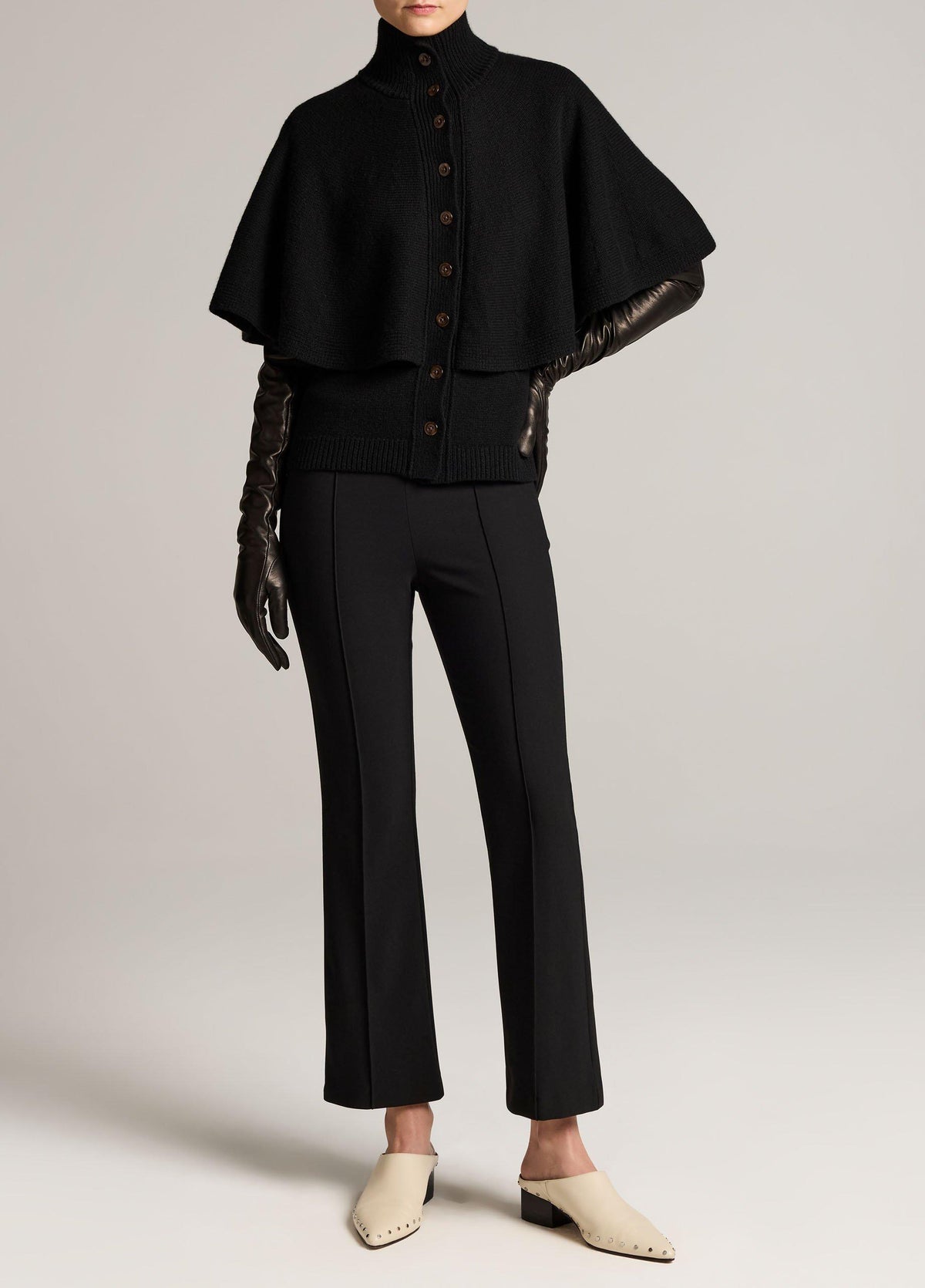 Wool-Blend Turtleneck Cape Cardigan - US 7185