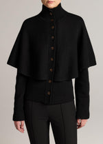 Wool-Blend Turtleneck Cape Cardigan - US 7185
