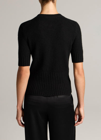 Wool-Cashmere High-Rib Short-Sleeve Sweater - US 1807