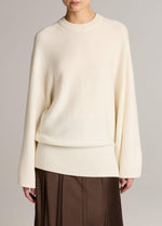 Wool-Cashmere Wide-Sleeve Crew Neck Sweater - US 3288