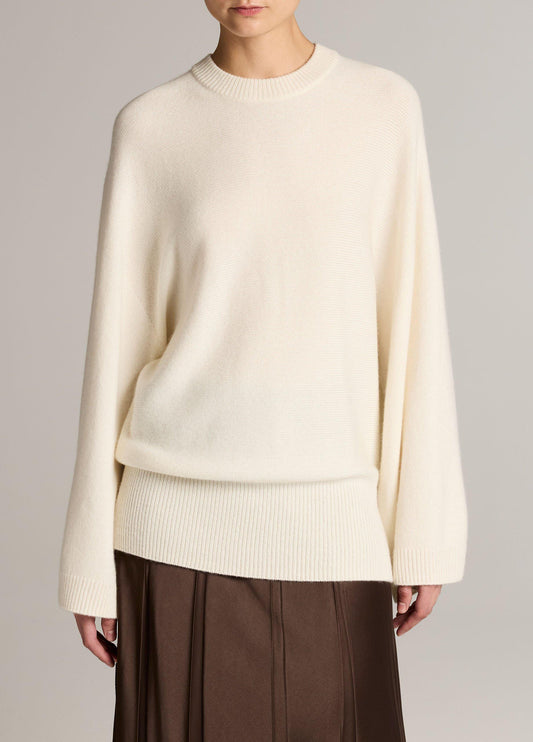 Wool-Cashmere Wide-Sleeve Crew Neck Sweater - US 3288