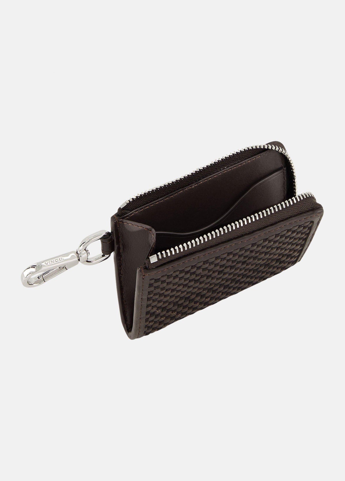 Woven Leather Zip-Top Cardholder - US 0778