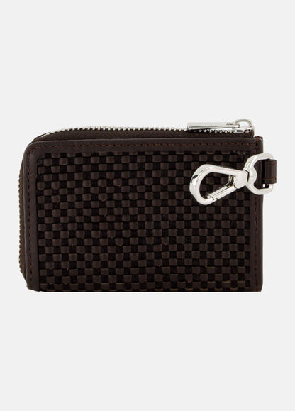 Woven Leather Zip-Top Cardholder - US 0778