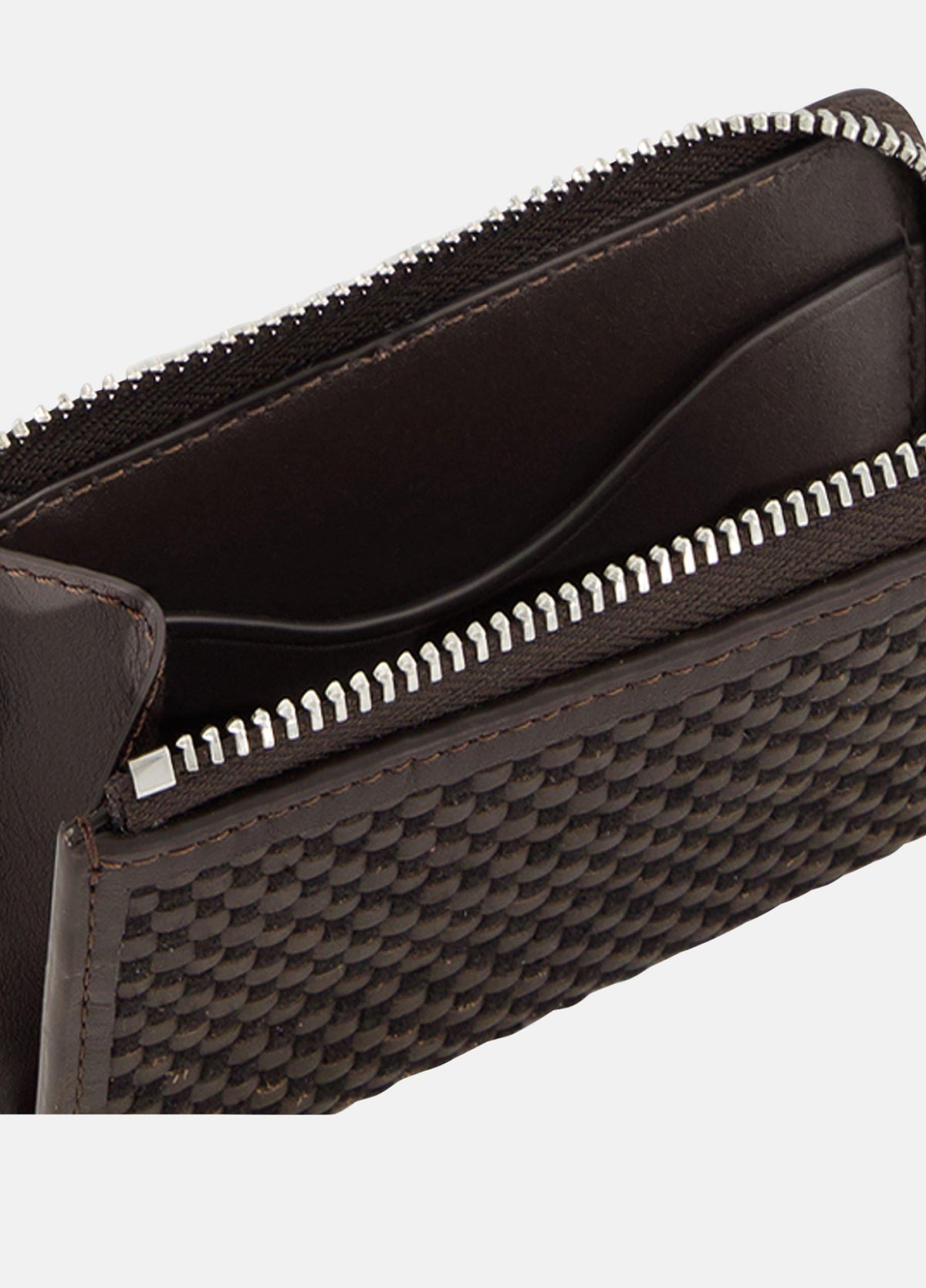 Woven Leather Zip-Top Cardholder - US 0778