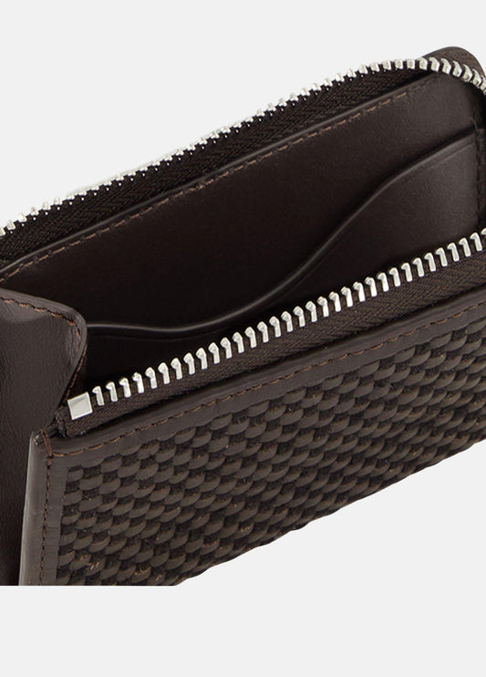 Woven Leather Zip-Top Cardholder - US 0778