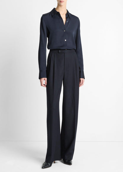Silk-Blend Slim Button-Front Blouse - US 3761