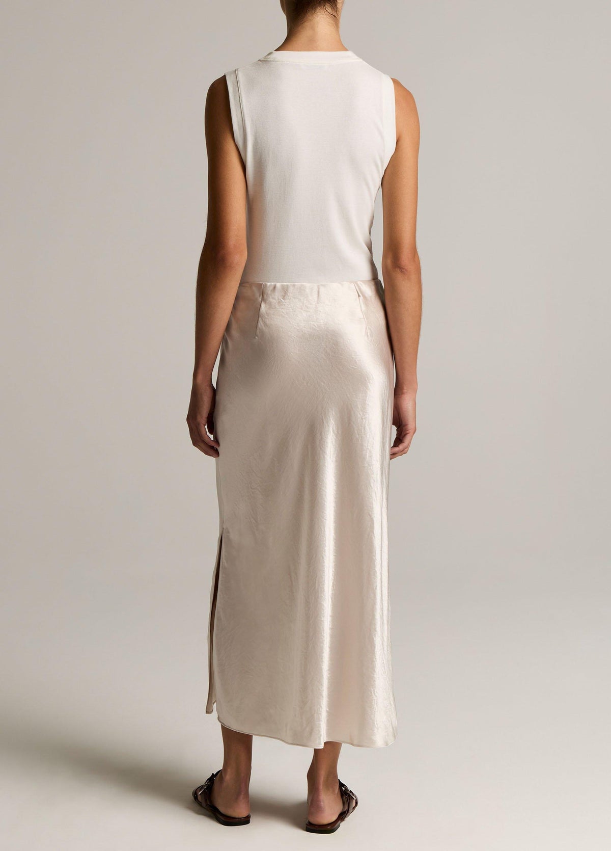 Satin Side-Slit Slip Skirt - US 4445