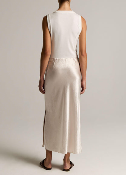 Satin Side-Slit Slip Skirt - US 4445