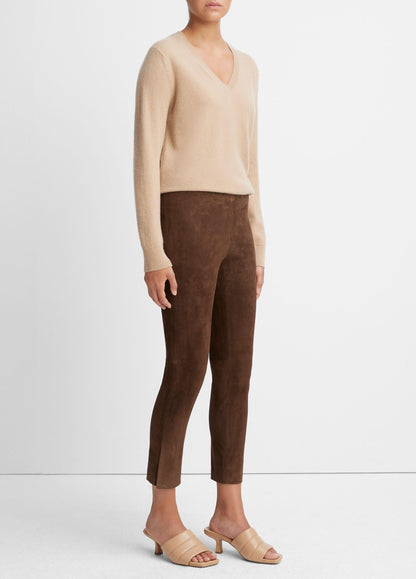 Stretch Suede Split Hem Crop Legging - US 4810