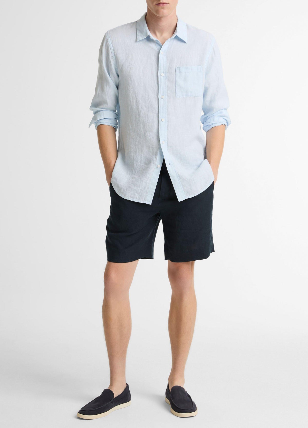 Houndstooth Linen Button-Front Shirt - US 3012