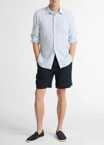Houndstooth Linen Button-Front Shirt - US 3012