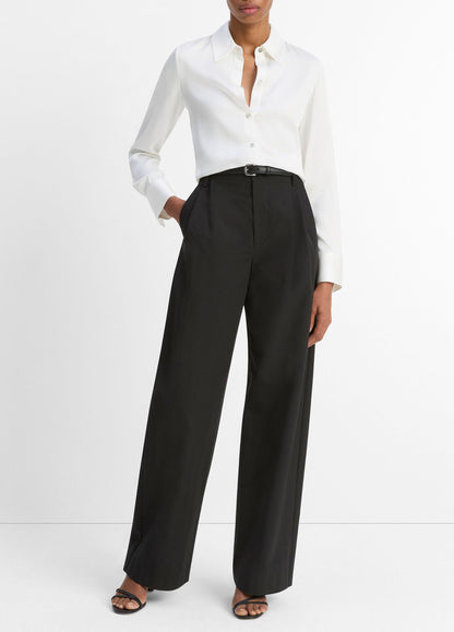 Silk-Blend Slim Button-Front Blouse - US 4598