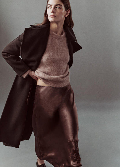 Wool-Blend Double-Breasted Long Coat - US 2342