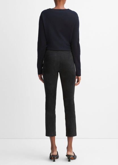 Stretch Suede Split Hem Crop Legging - US 7355