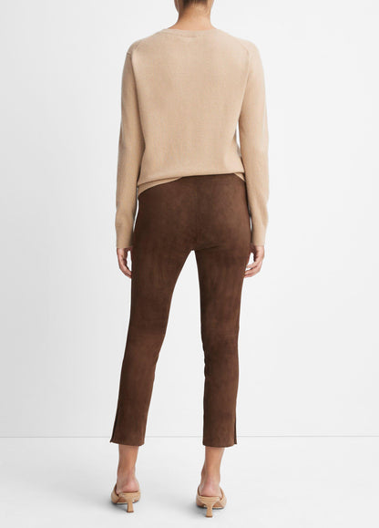 Stretch Suede Split Hem Crop Legging - US 4810