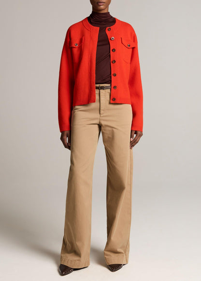 Flap Pocket Wool-Blend Sweater Jacket - US 2959