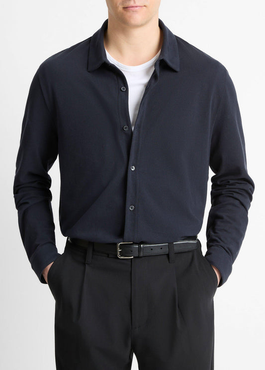 Cotton Piqué Button-Front Shirt - US 3393