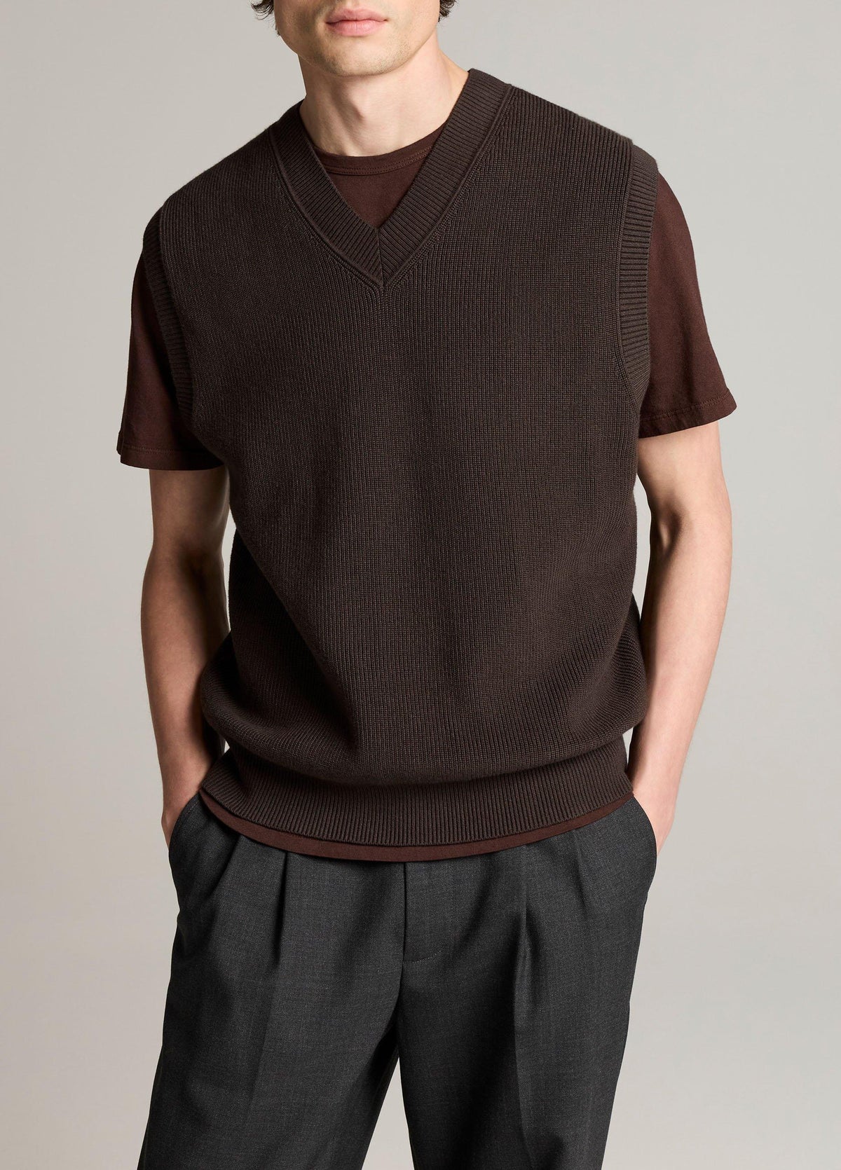 Heirloom Shaker Cotton-Cashmere Sweater Vest - US 6349