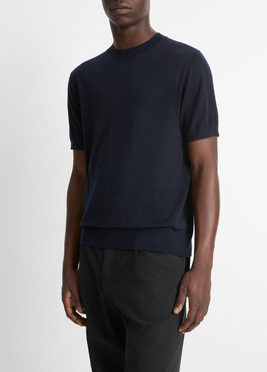 Featherweight Merino Wool-Cashmere Short-Sleeve Sweater - US 1673