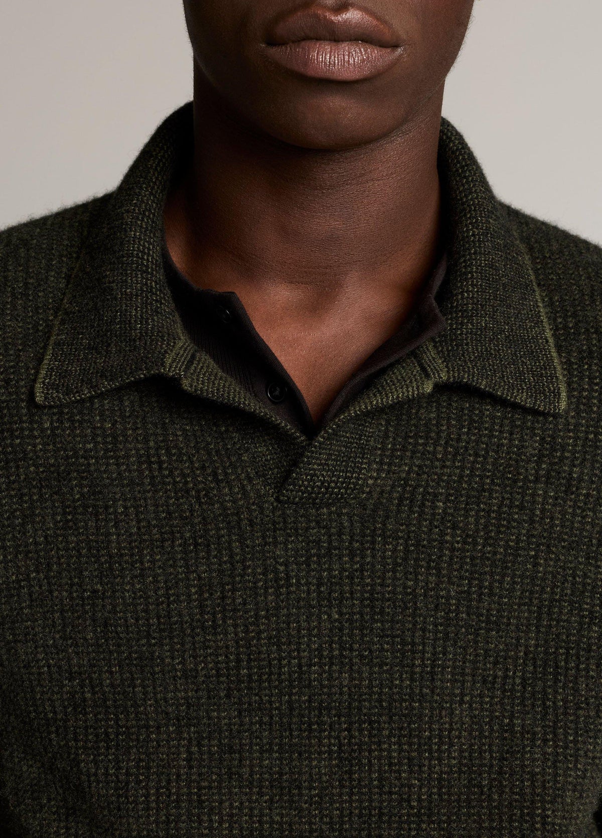 Plush Cashmere Thermal Johnny-Collar Sweater - US 3712