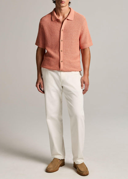 Cotton Crochet Button-Front Shirt - US 5092