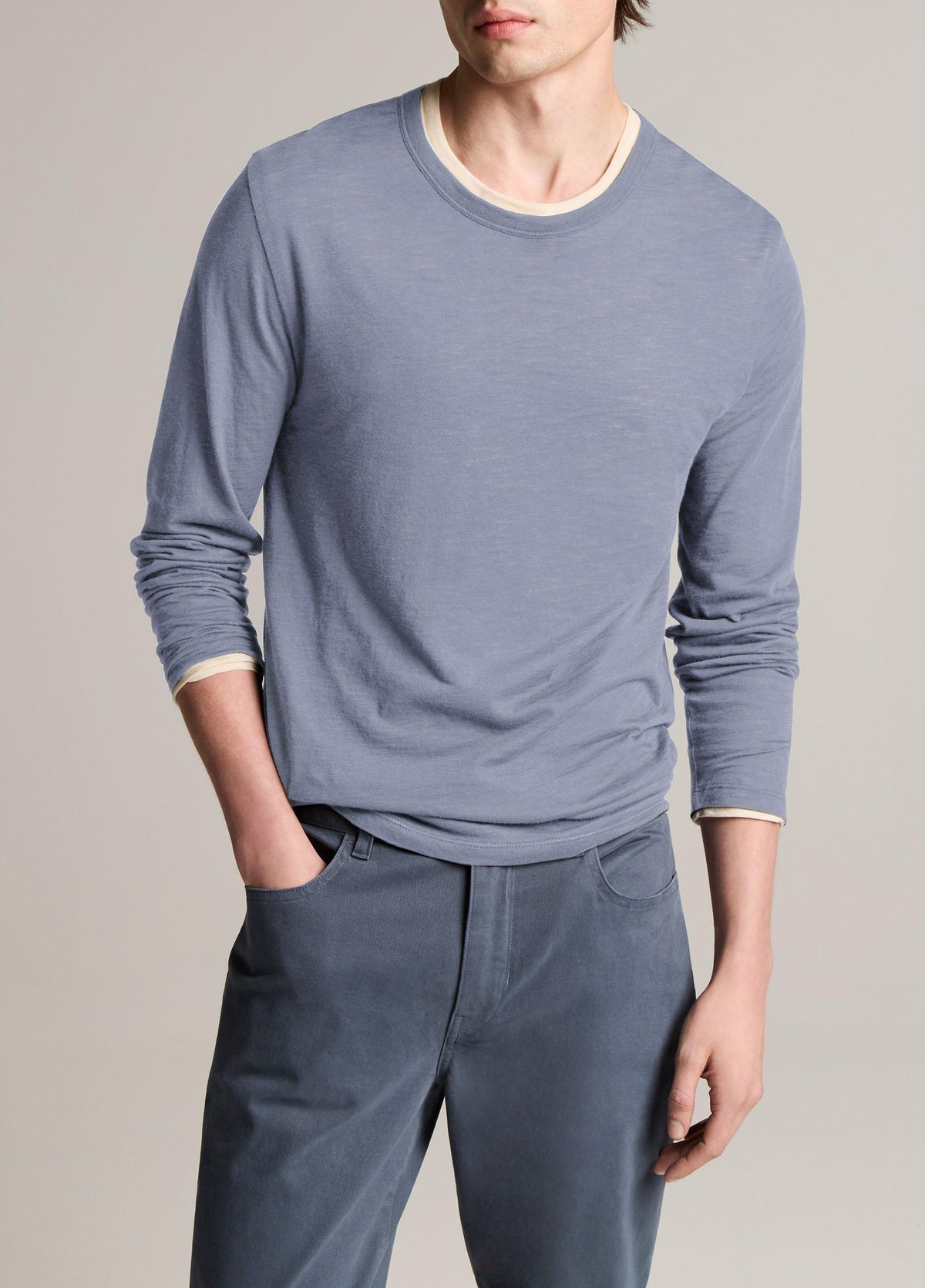 Slub Pima Cotton Double-Layer T-Shirt - US 5955