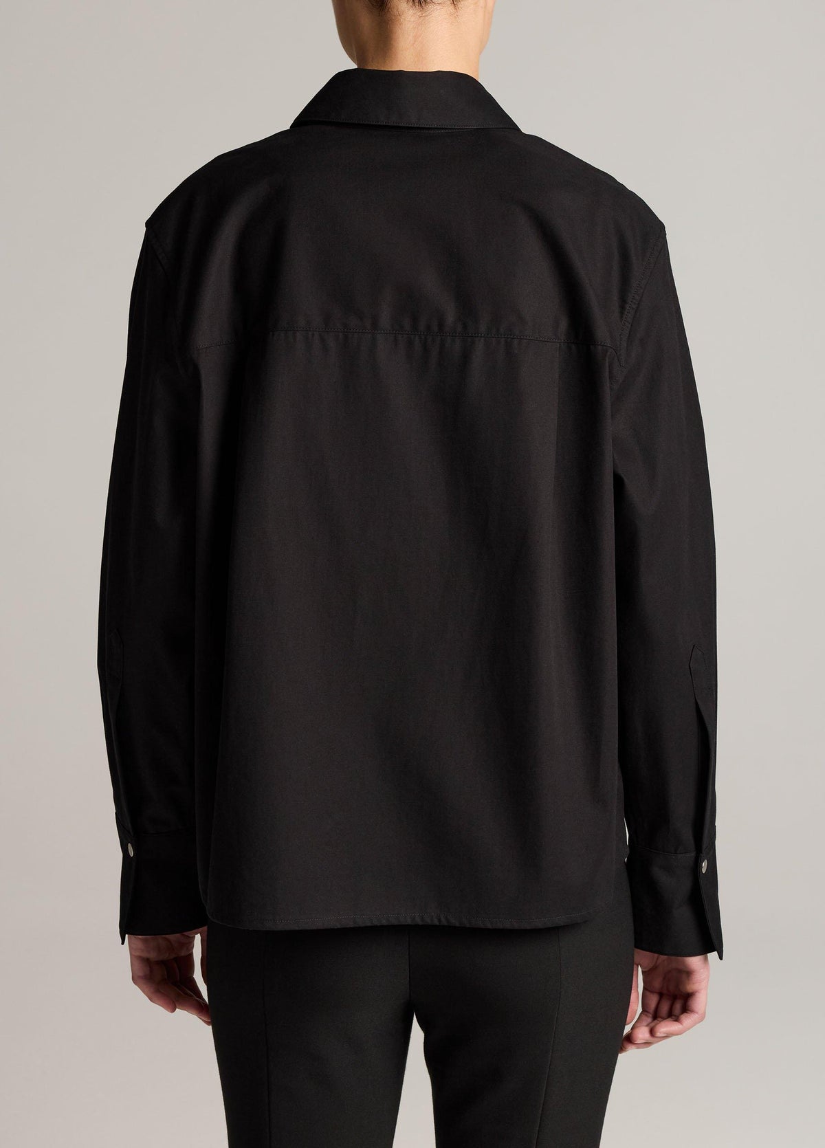 Cotton Metal-Snap Long-Sleeve Shirt - US 9437