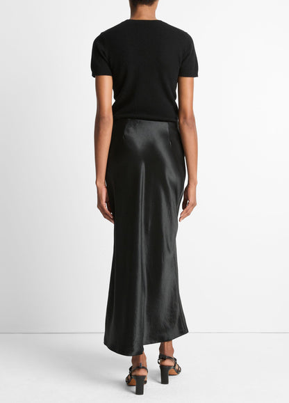 Satin Side-Slit Slip Skirt - US 7267