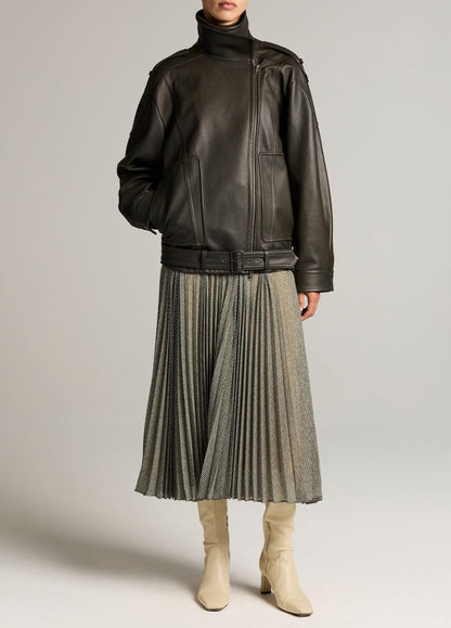 Leather Oversized Biker Jacket - US 1206