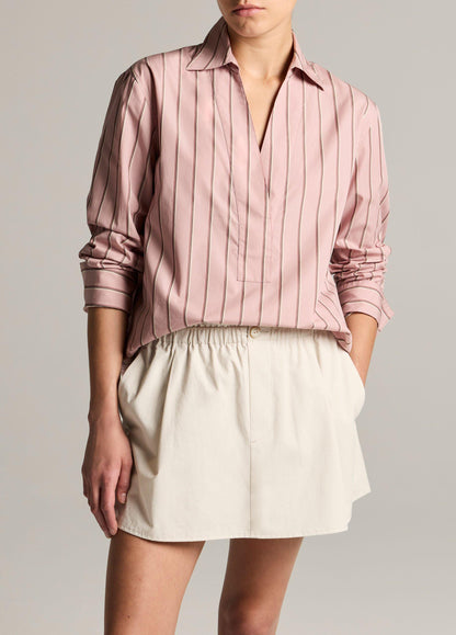 Striped Cotton Relaxed Popover Shirt - US 1335
