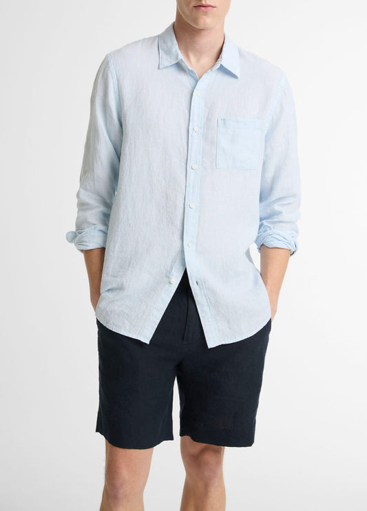 Houndstooth Linen Button-Front Shirt - US 3012