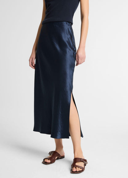 Satin Side-Slit Slip Skirt - US 6887