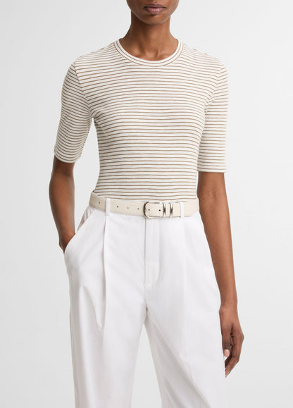 Striped Cotton-Blend Elbow-Sleeve T-Shirt - US 1190