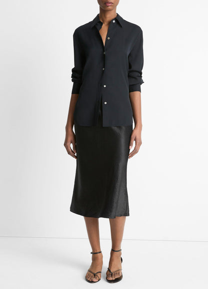 Stretch-Silk Button-Front Blouse - US 3734
