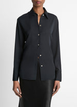 Stretch-Silk Button-Front Blouse - US 3734