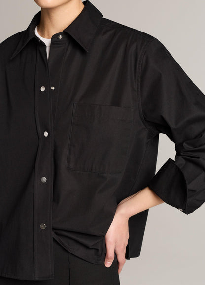 Cotton Metal-Snap Long-Sleeve Shirt - US 9437