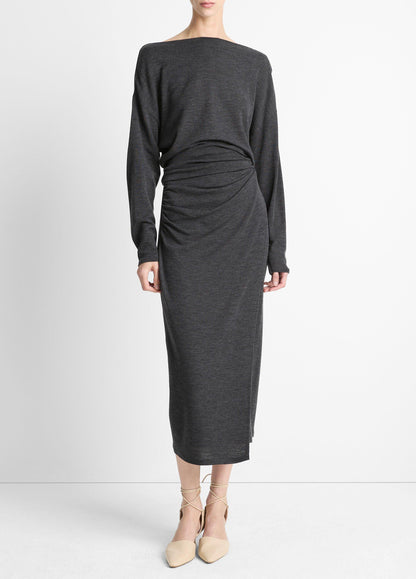 Draped Wool-Blend Slash-Neck Top - US 4555