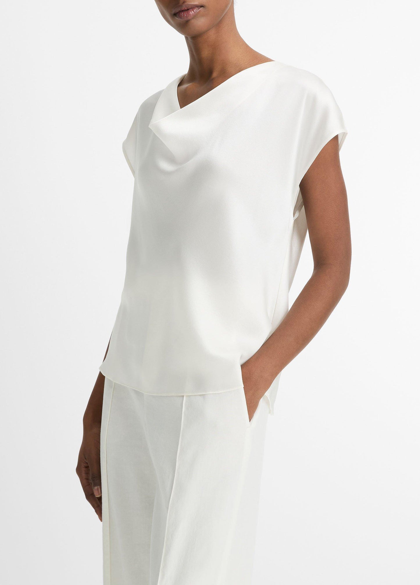Silk Cowl-Neck Blouse - US 9155