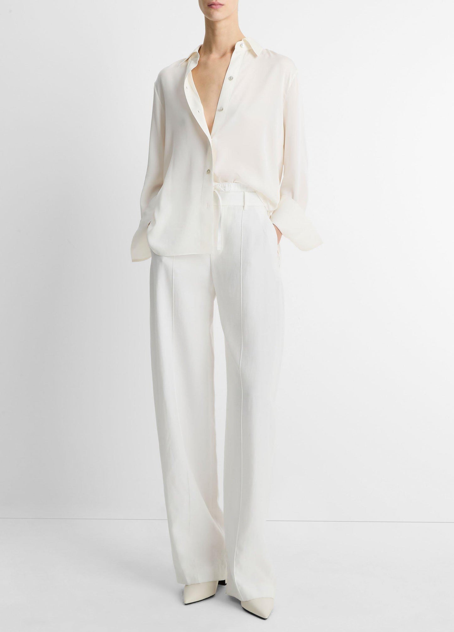Stretch-Silk Button-Front Blouse - US 2064