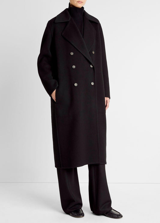 Wool-Blend Double-Breasted Long Coat - US 5616