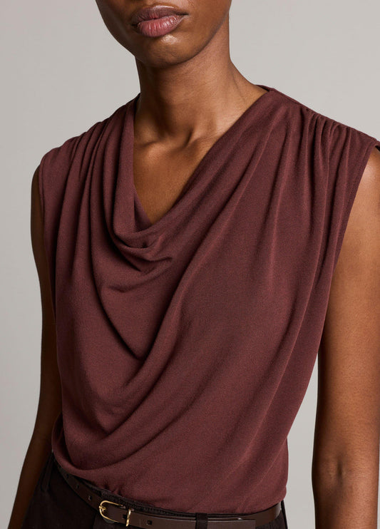 Jersey Draped Cowl-Neck Top - US 1971