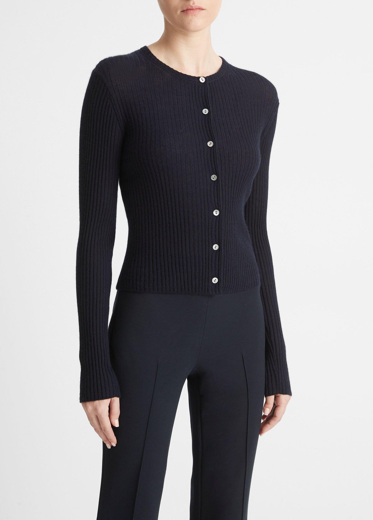Ribbed Cashmere-Silk Cardigan - US 2781