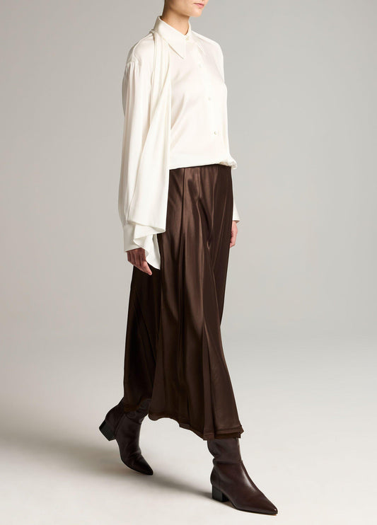 Raw-Edge Satin Skirt - US 0217